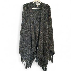 Chico’s Cozy Wool Mohair Blend Wrap Cape with Fringe Size M/L